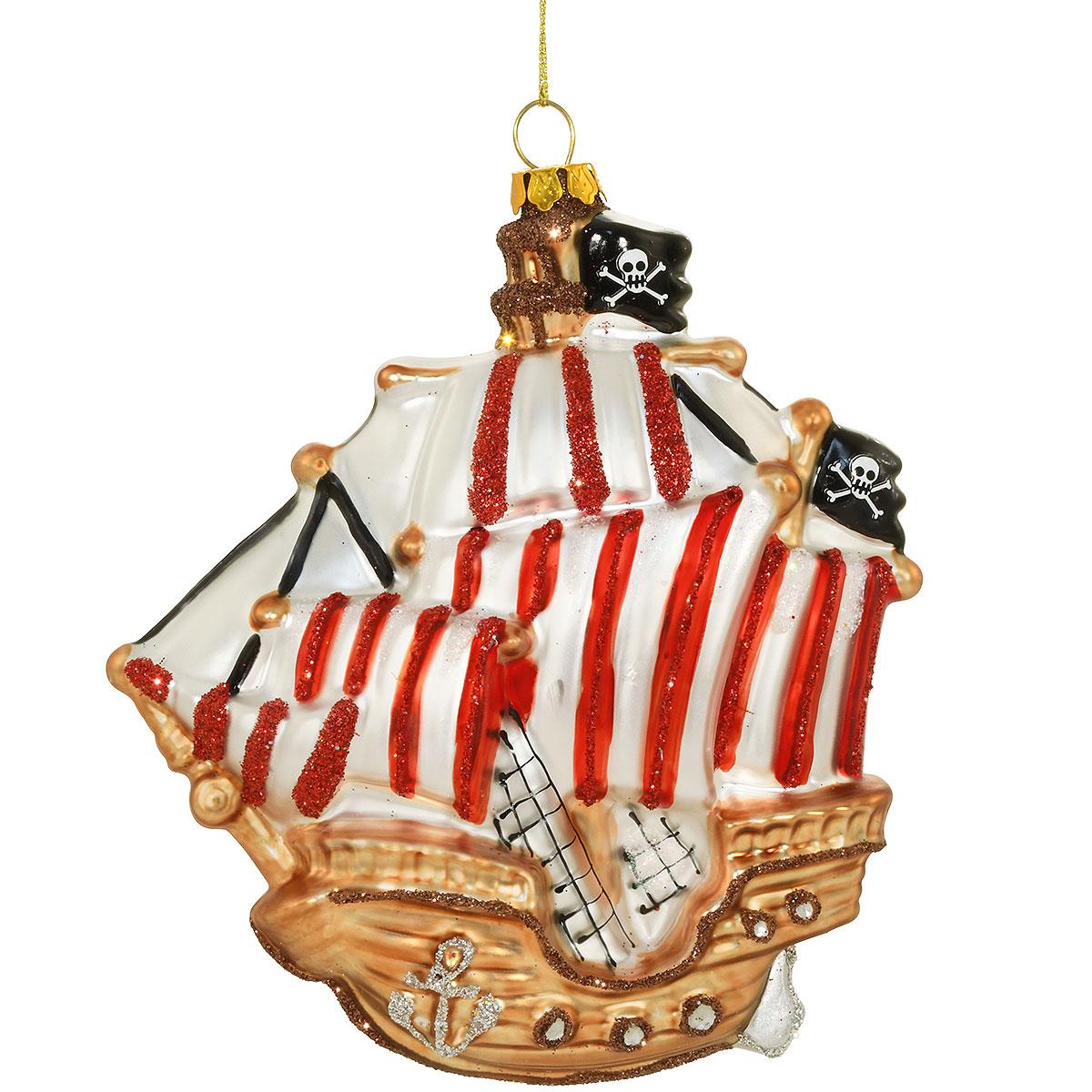 Pirate Ship 4.6 Inch Glass Ornament