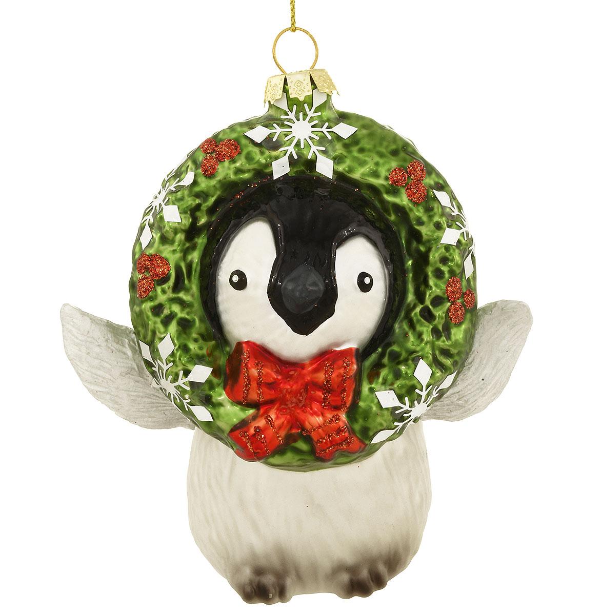 Penguin With Wreath 4" Ornament
