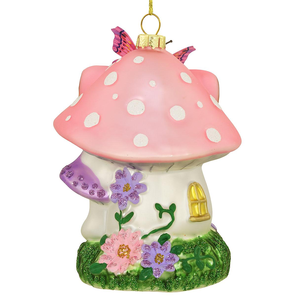 Mushroom House With Butterfly Orn