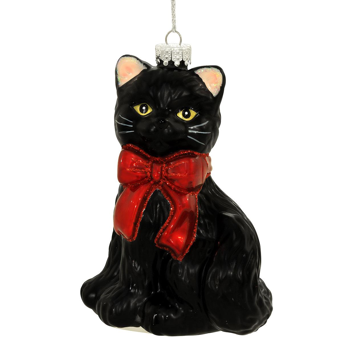 Black Cat Glass Ornament