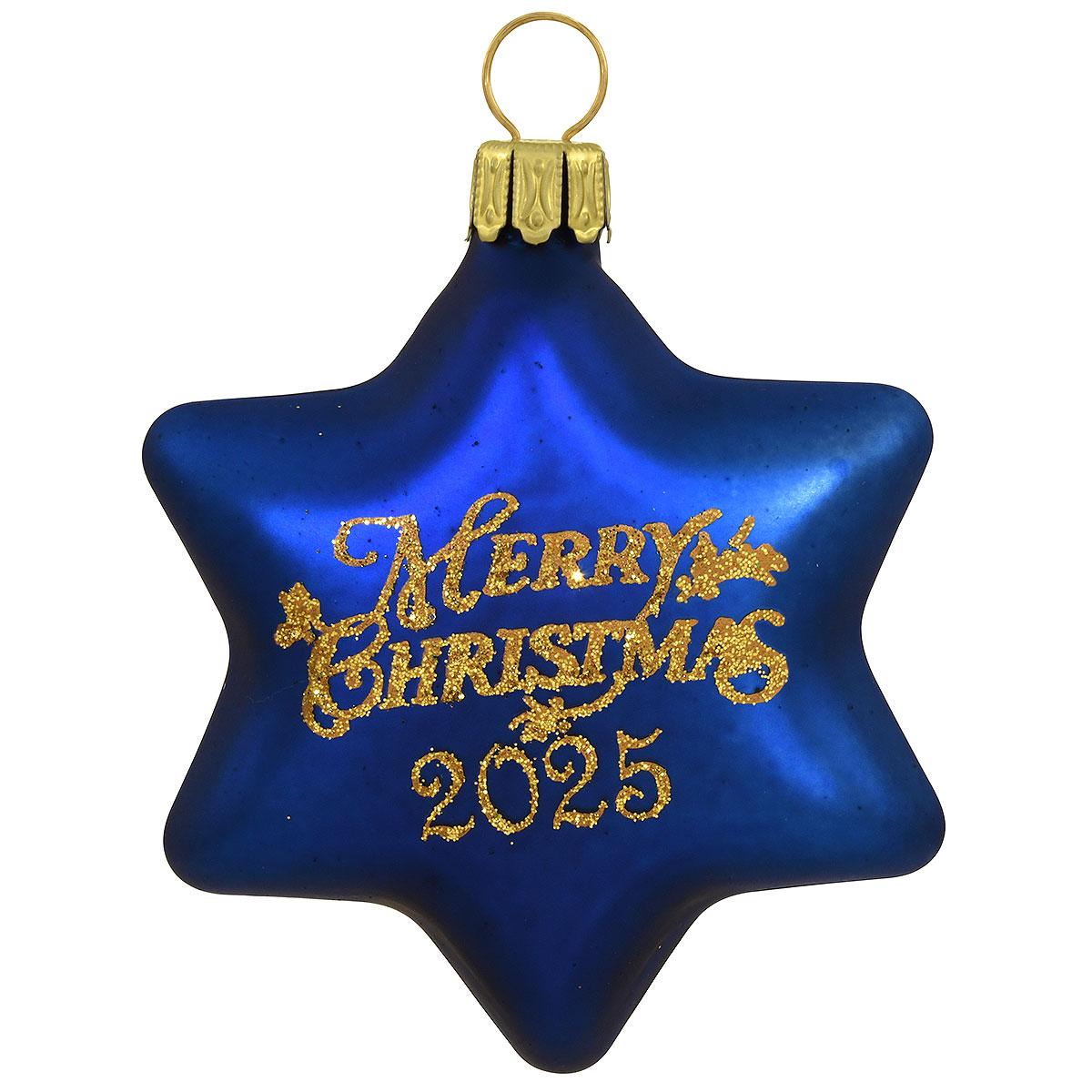 Blue Star With Merry Christmas 2025