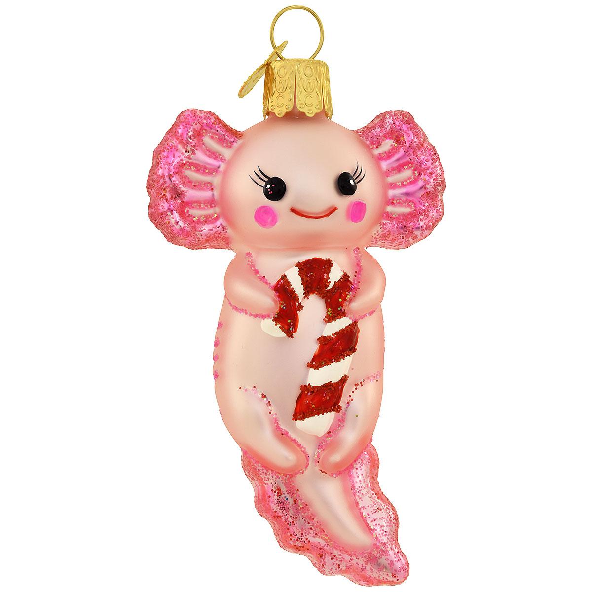 Axolotl With Candy Cane Ornament