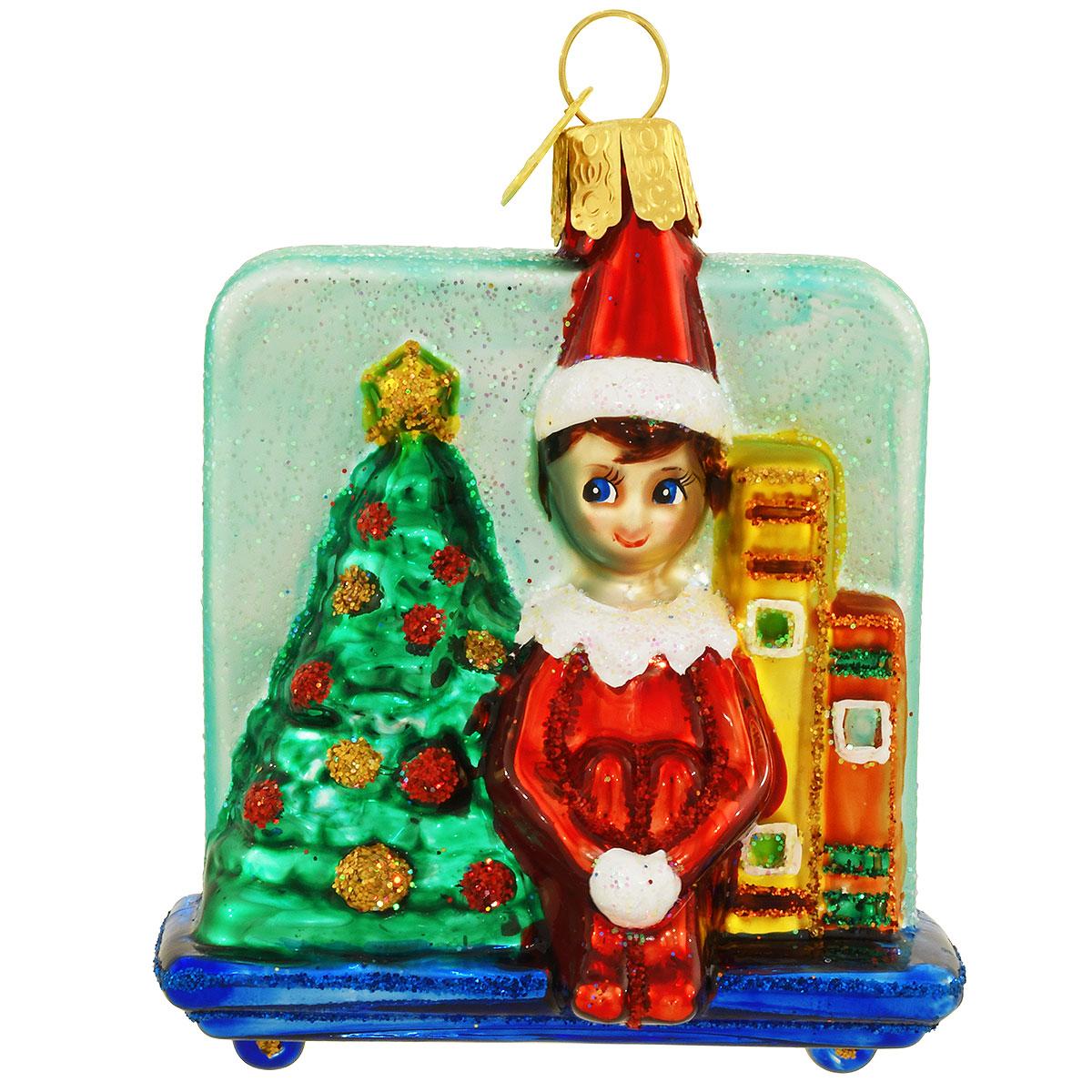 Scout Elf Storytime Glass Ornament