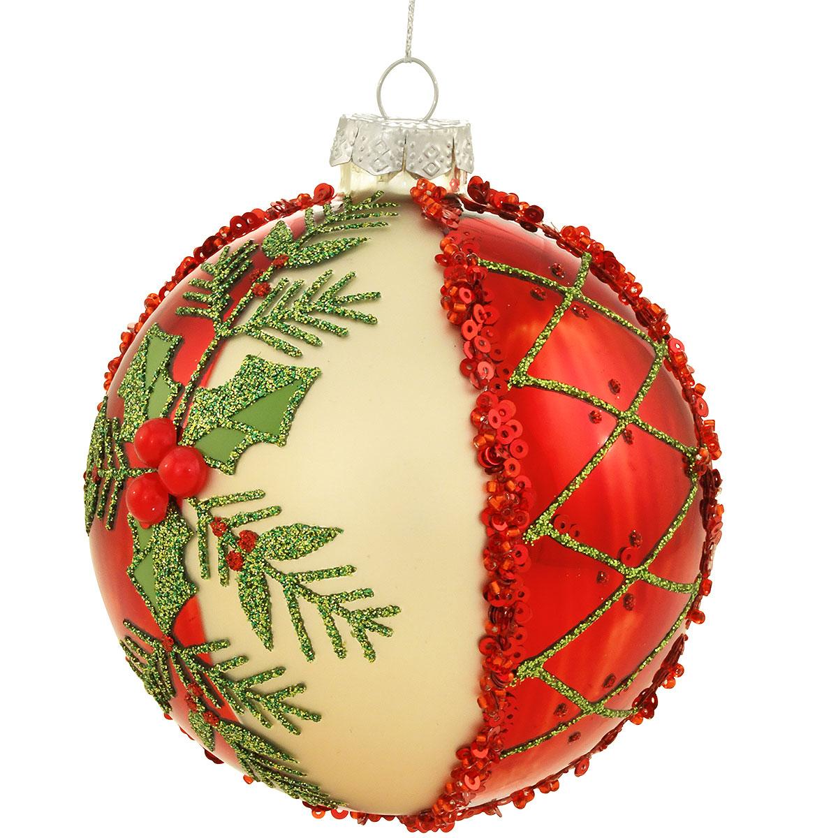 Plaid Holly Ball 4 Inch Ornament