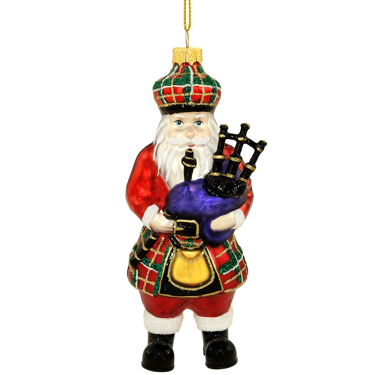 Scottish Santa Glass Ornament