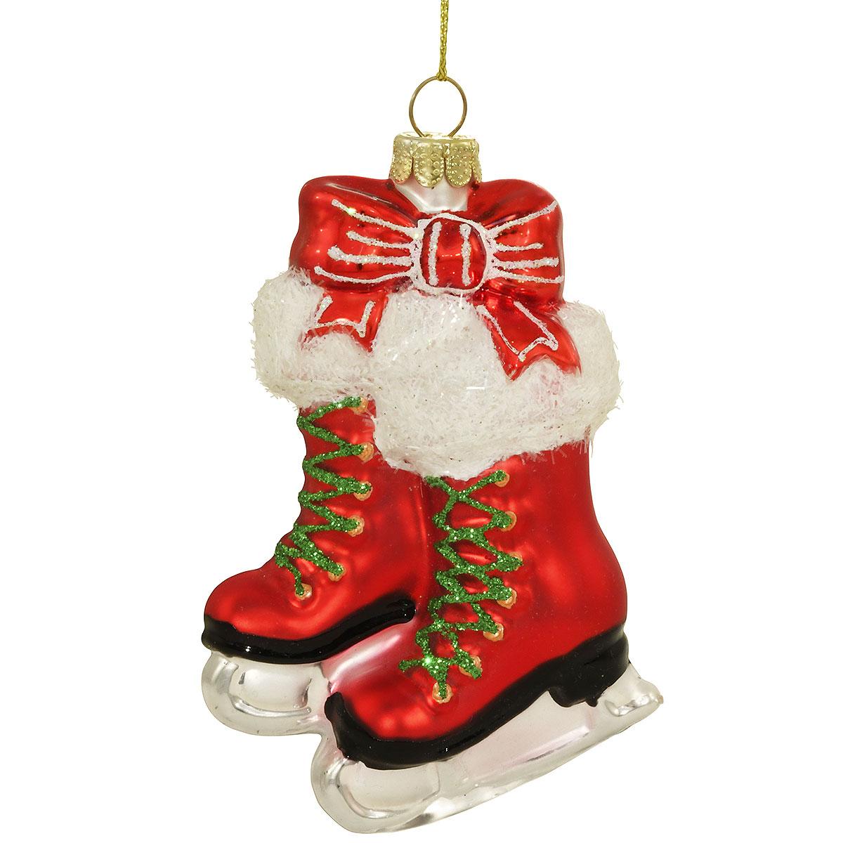Christmas Skates Glass Ornament