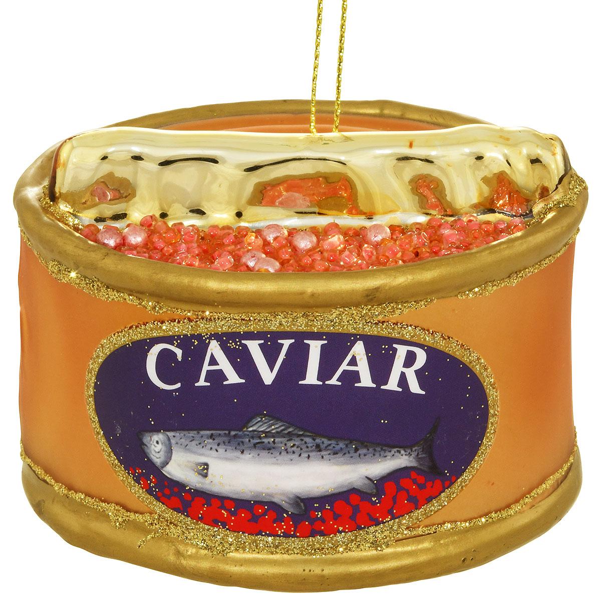 Caviar Tin 3.25 Inch Glass Ornament
