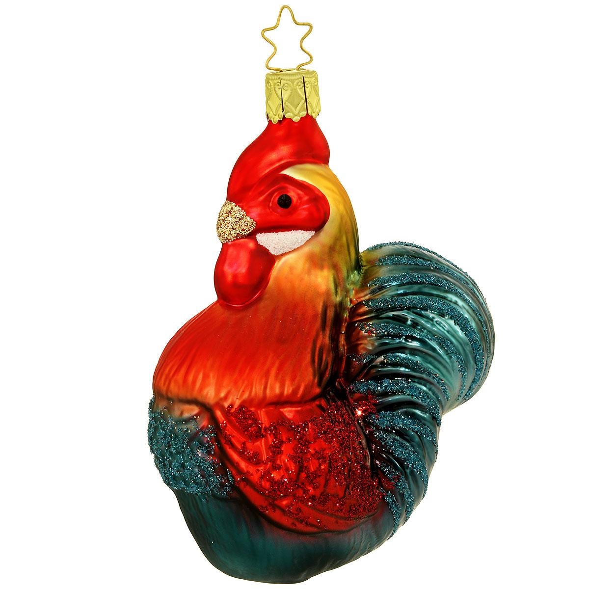Rooster 4 Inch Glass Ornament