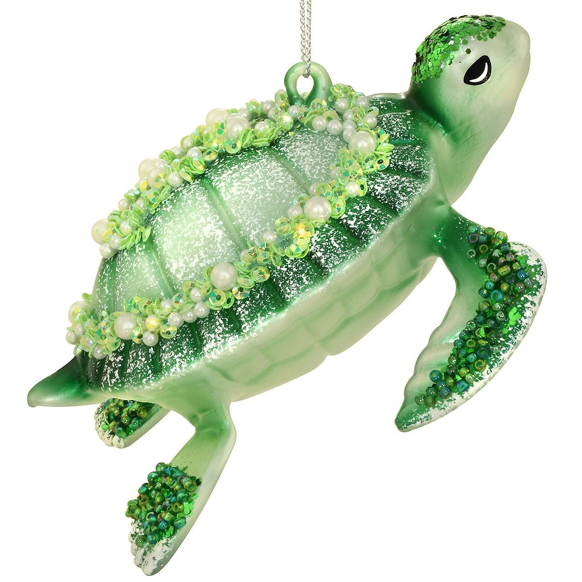 Green Turtle Glass Ornament