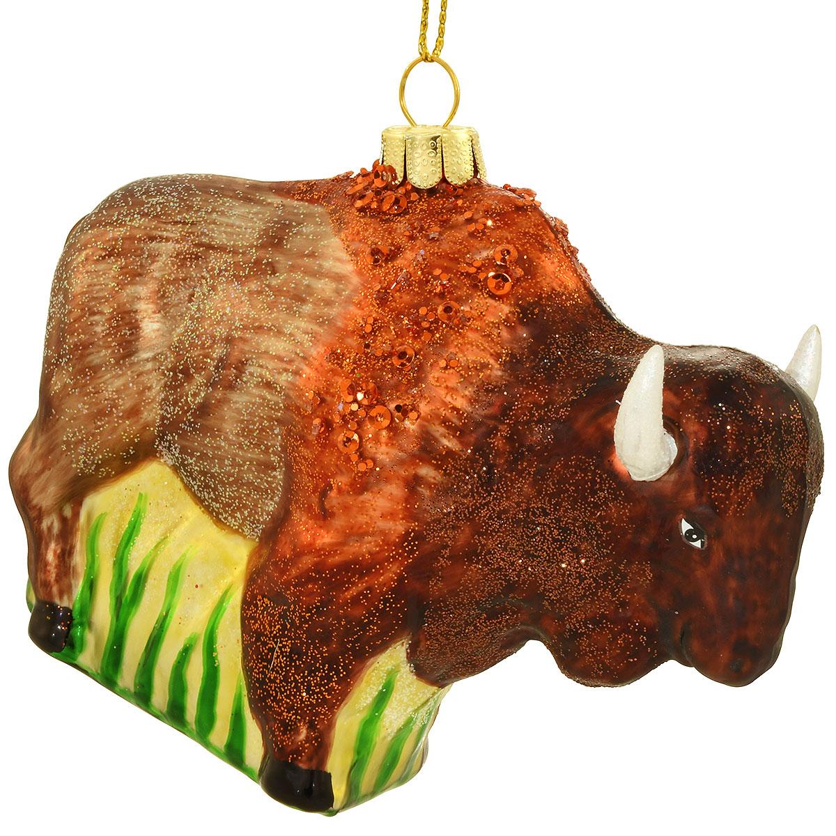 Bison 3.5 Inch Glass Ornament