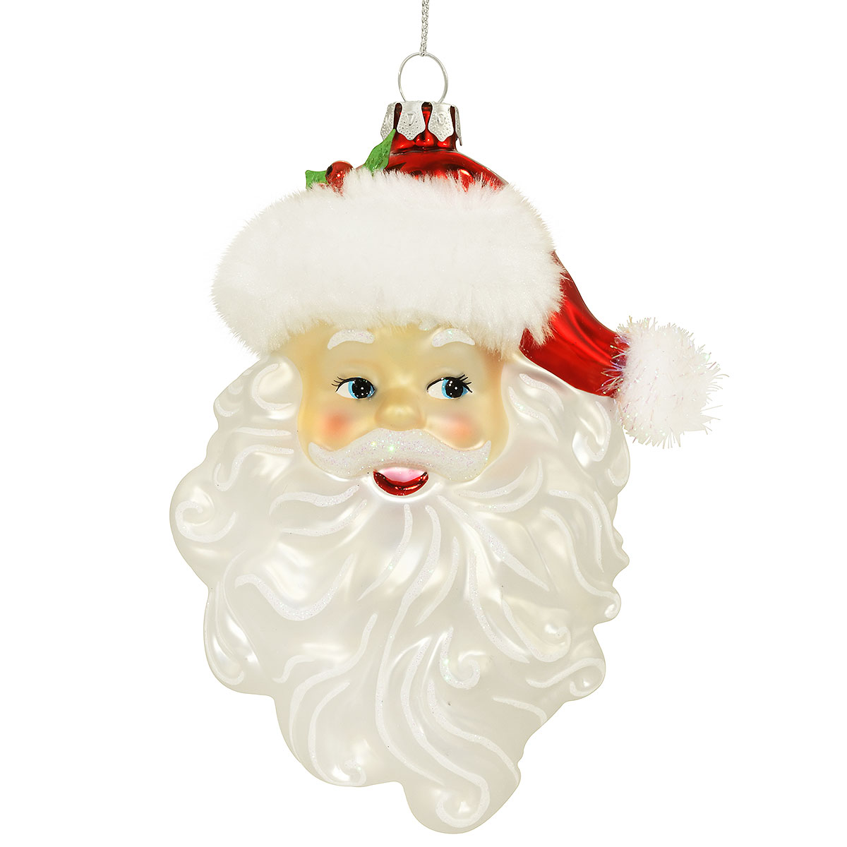 Santa Head 6 Inch Glass Ornament