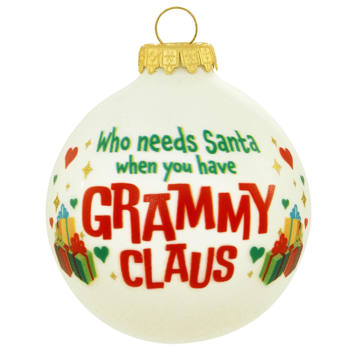 Grammy Claus 3 Inch Glass Ornament