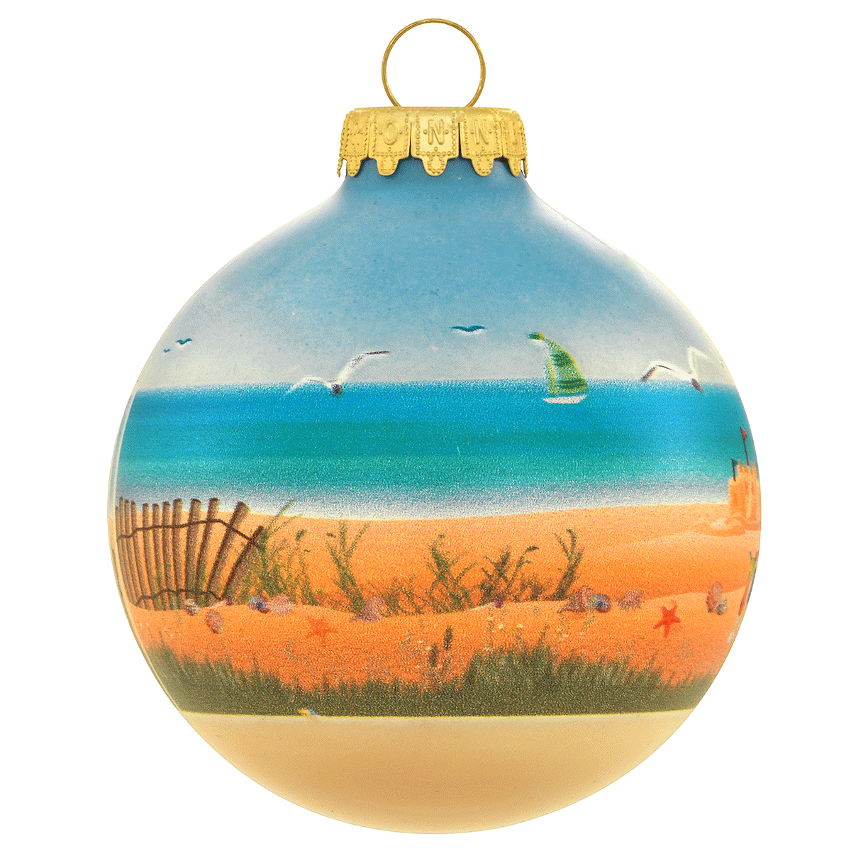 Beach Scene Glass Ornament