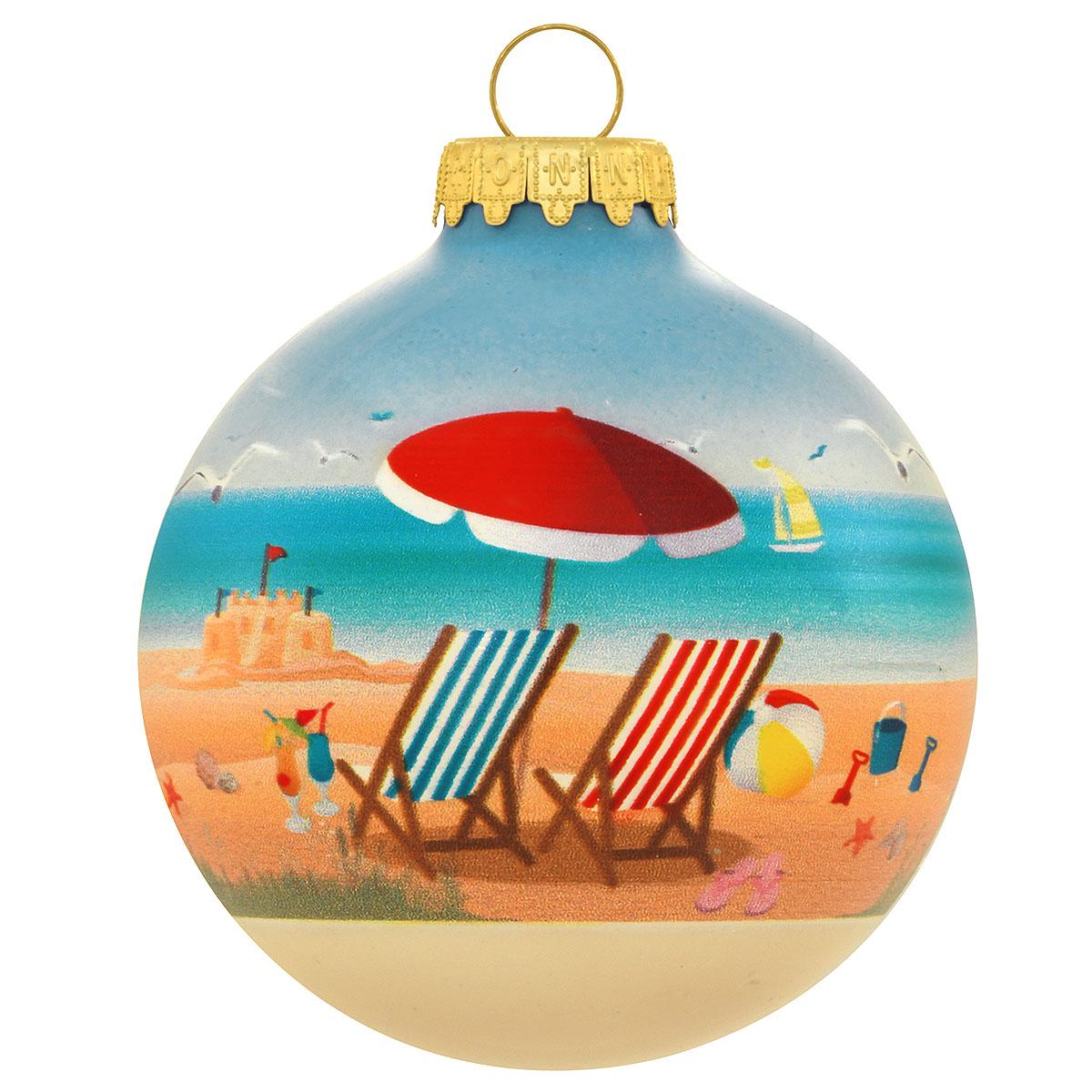Beach Scene Glass Ornament
