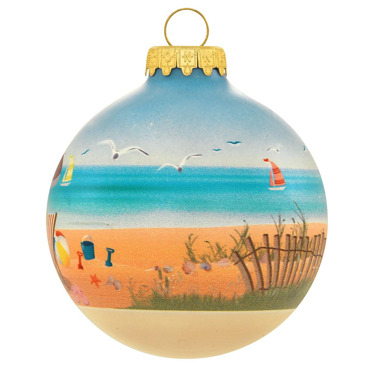 Beach Scene Glass Ornament