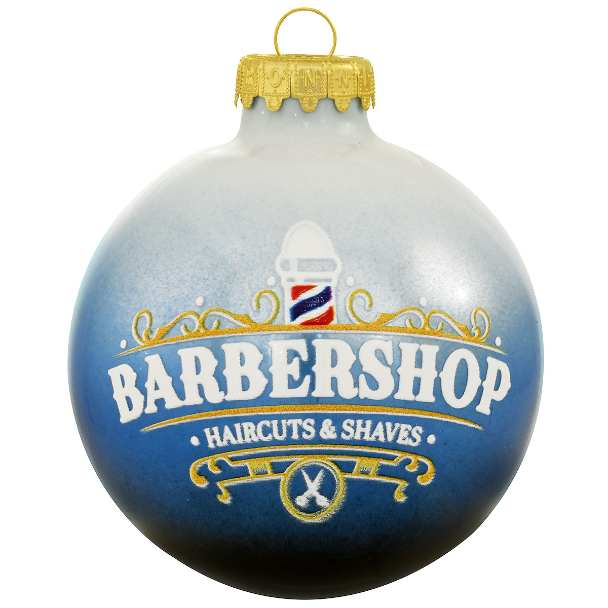 Barbershop 3-Tone Glass Ornament