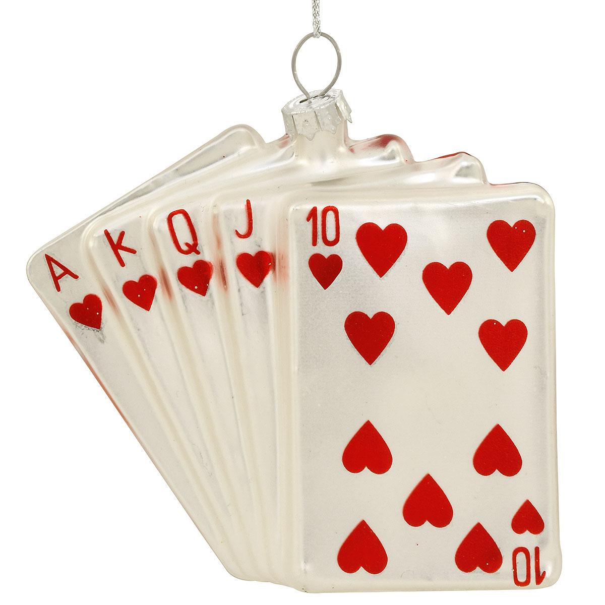 Cards/Poker 3.5 Inch Glass Ornament