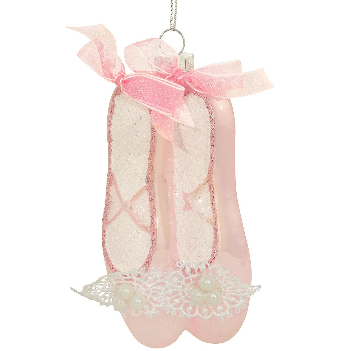 Pink Ballet Shoes Glass Ornament