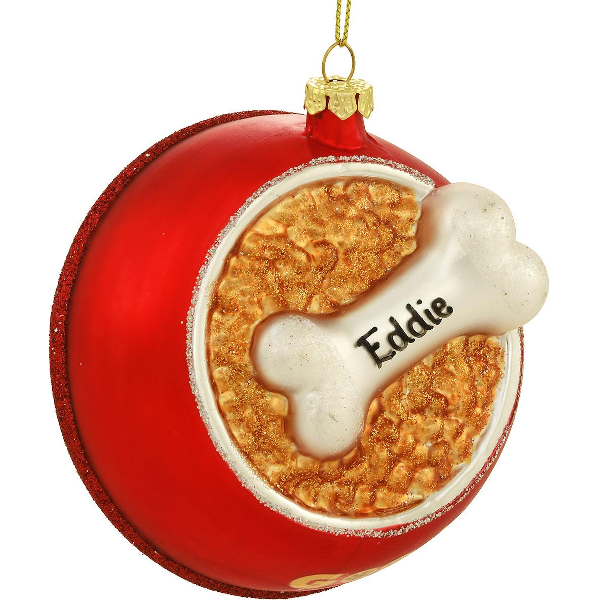Red Dog Bowl With Bone Ornament