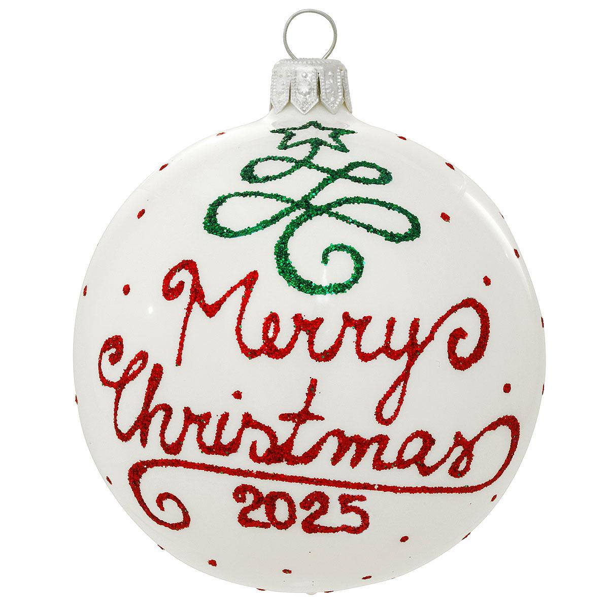 Tree With Merry Christmas 2025 Glass Ornament