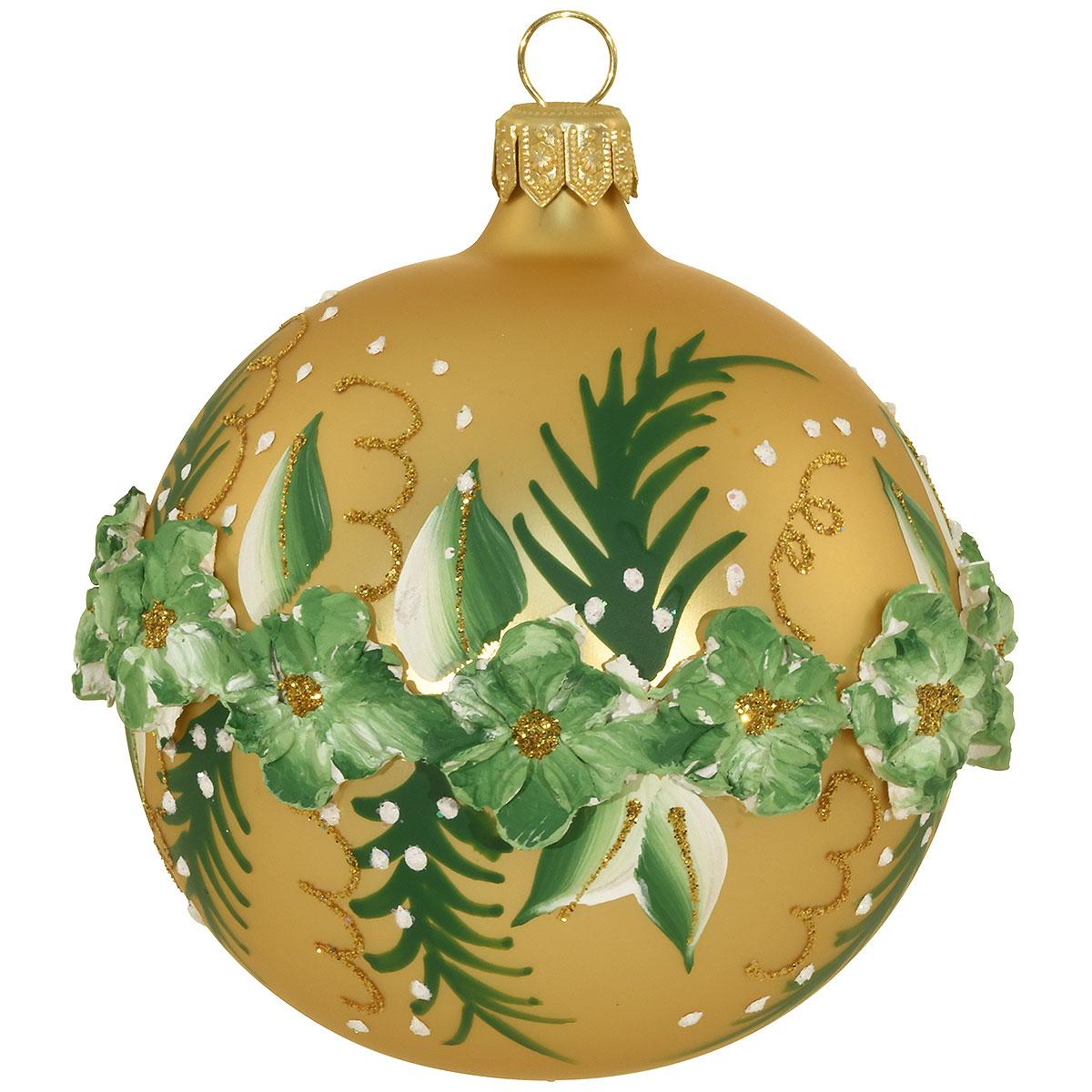 Gold Glass Ornament With Clay Rose