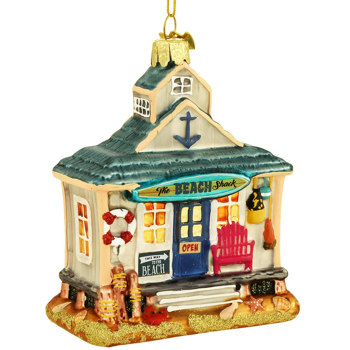 Beach House Glass Ornament
