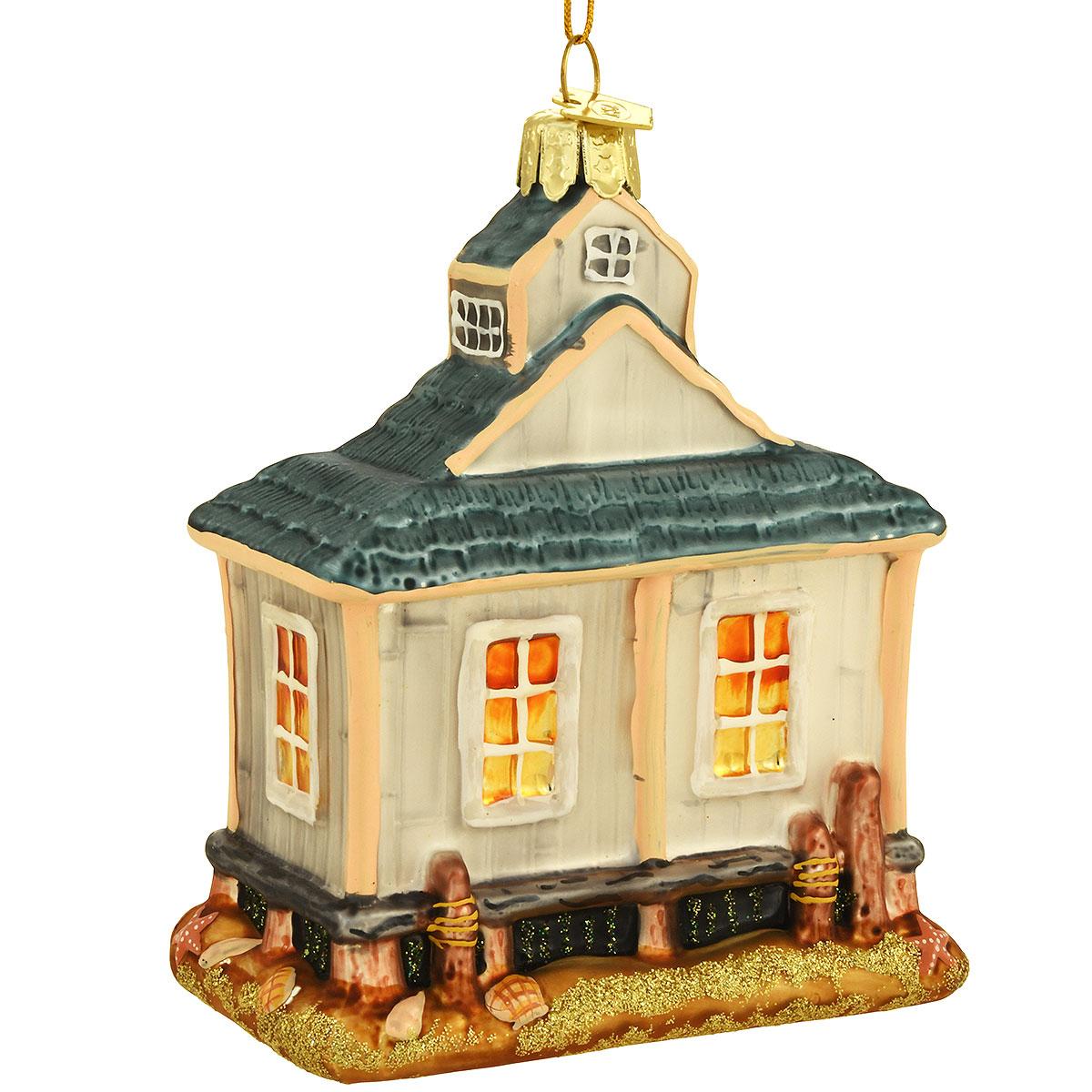 Beach House Glass Ornament