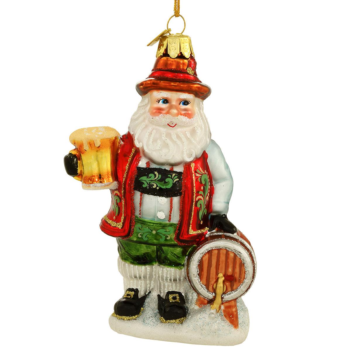 German Beer Santa Glass Ornament