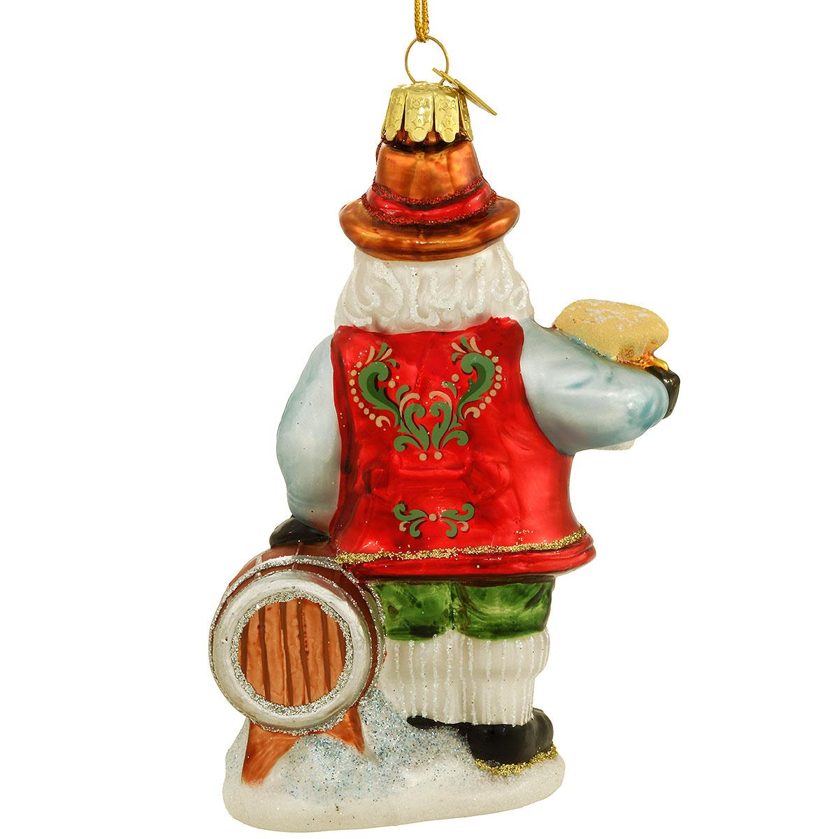German Beer Santa Glass Ornament