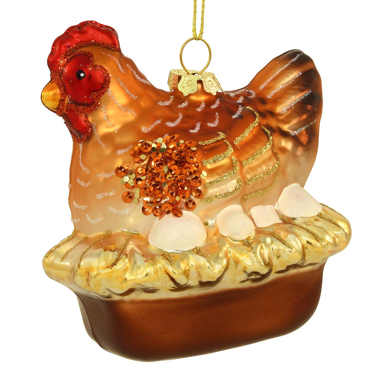 Brown Chicken Nesting Ornament