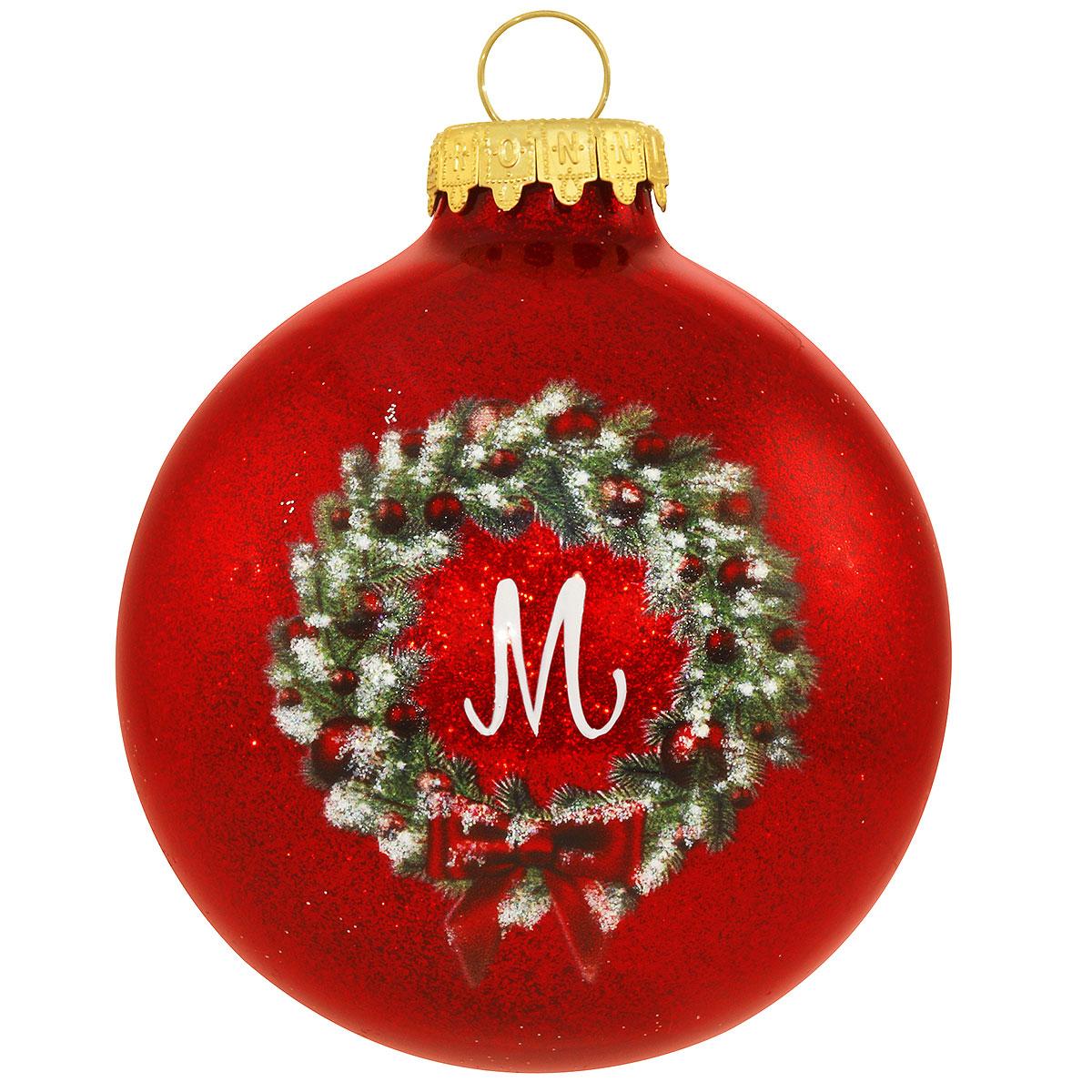Personalized Wreath Glass Ornament