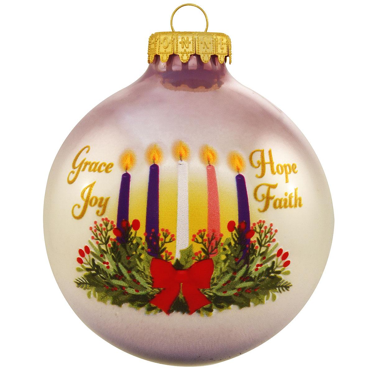 Advent Wreath 3-Tone Glass Ornament