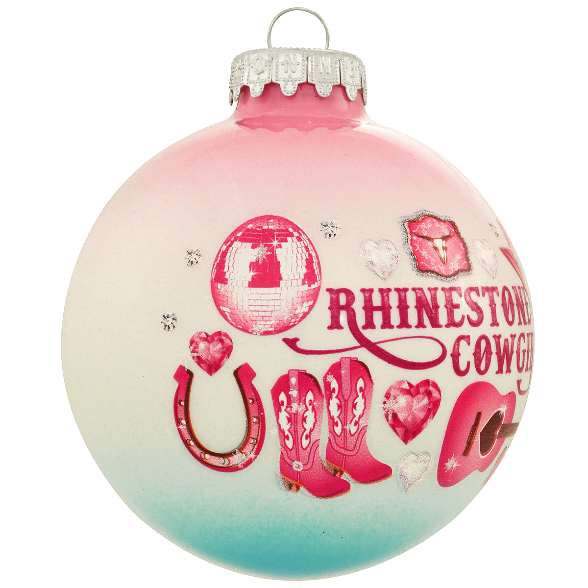 Rhinestone Cowgirl 3-Tone Glass Orn