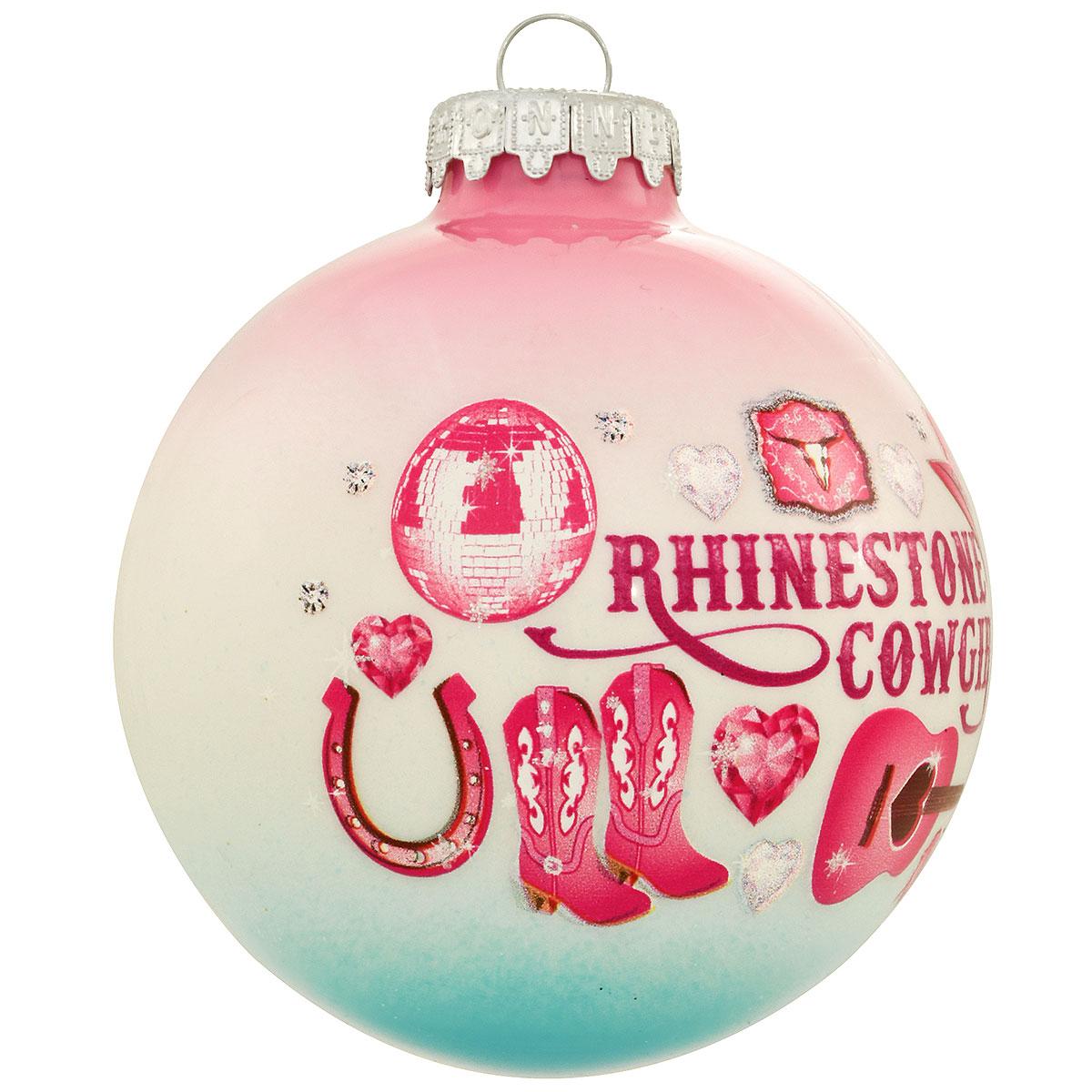 Rhinestone Cowgirl 3-Tone Glass Orn