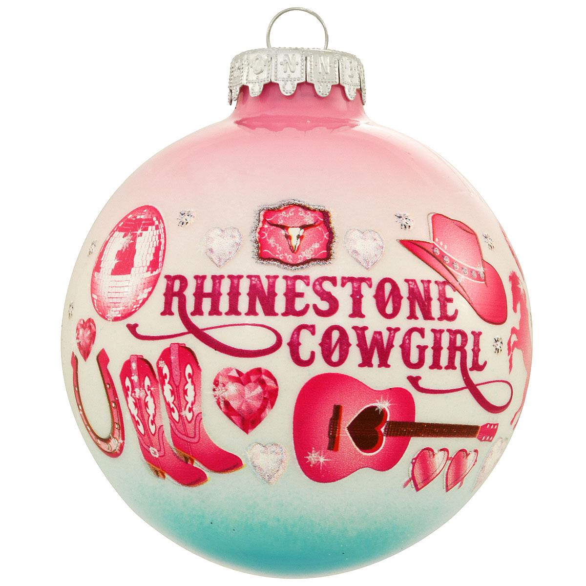 Rhinestone Cowgirl 3-Tone Glass Orn