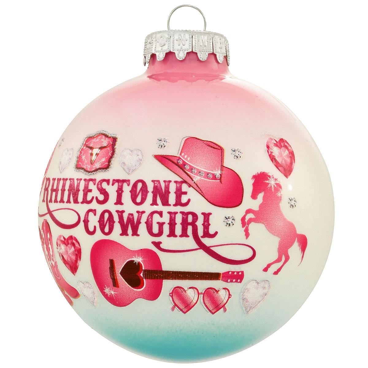 Rhinestone Cowgirl 3-Tone Glass Orn