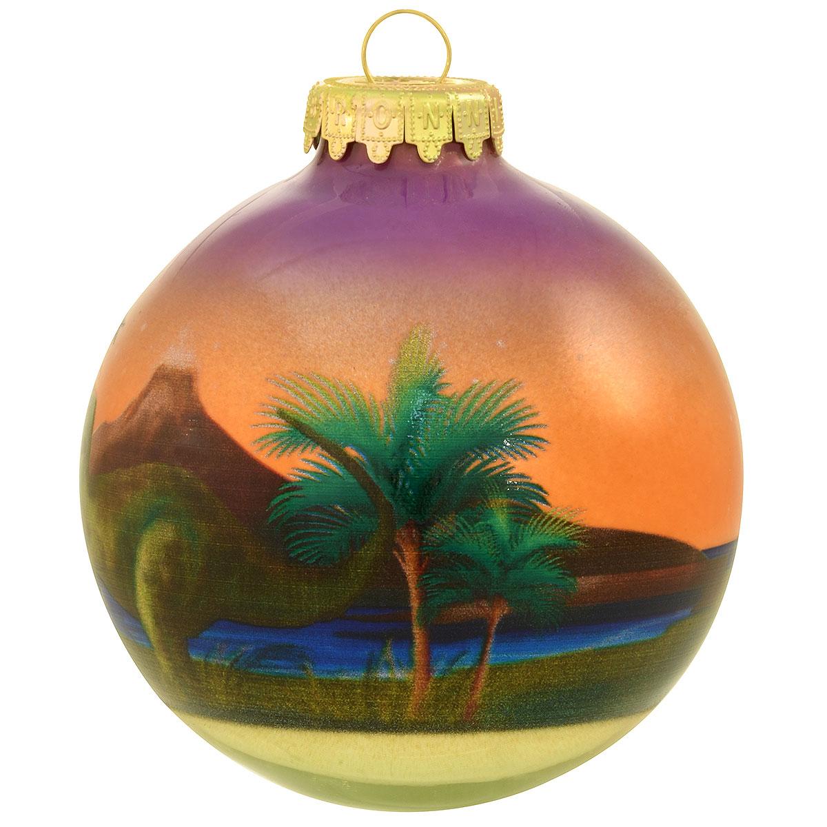 Dino Sleigh Glass Ornament
