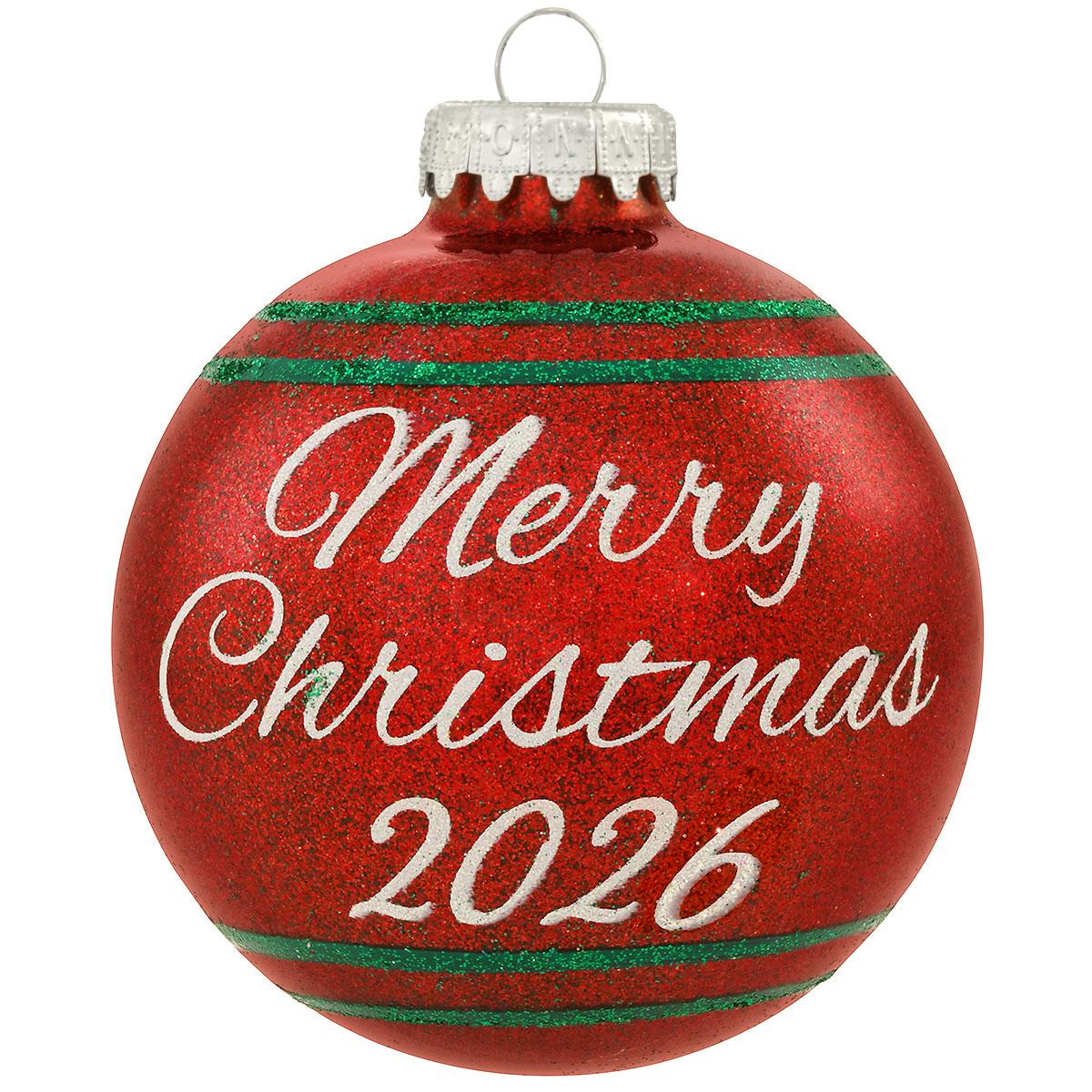 Merry Christmas 2026 Glitter Glass