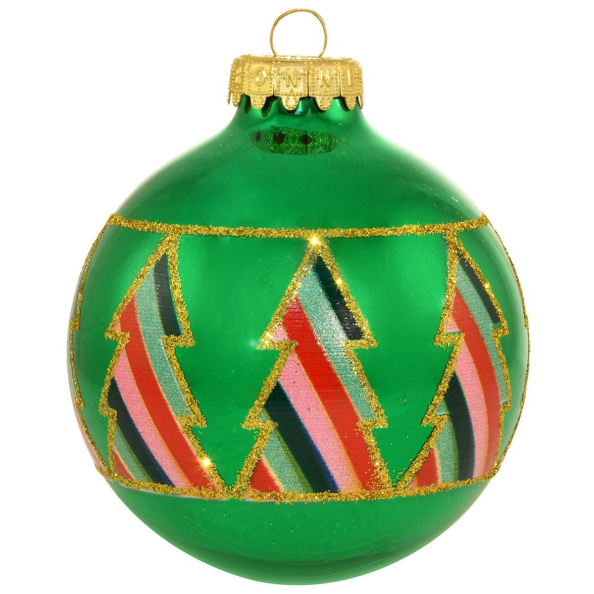 Striped Trees Glass Ornament