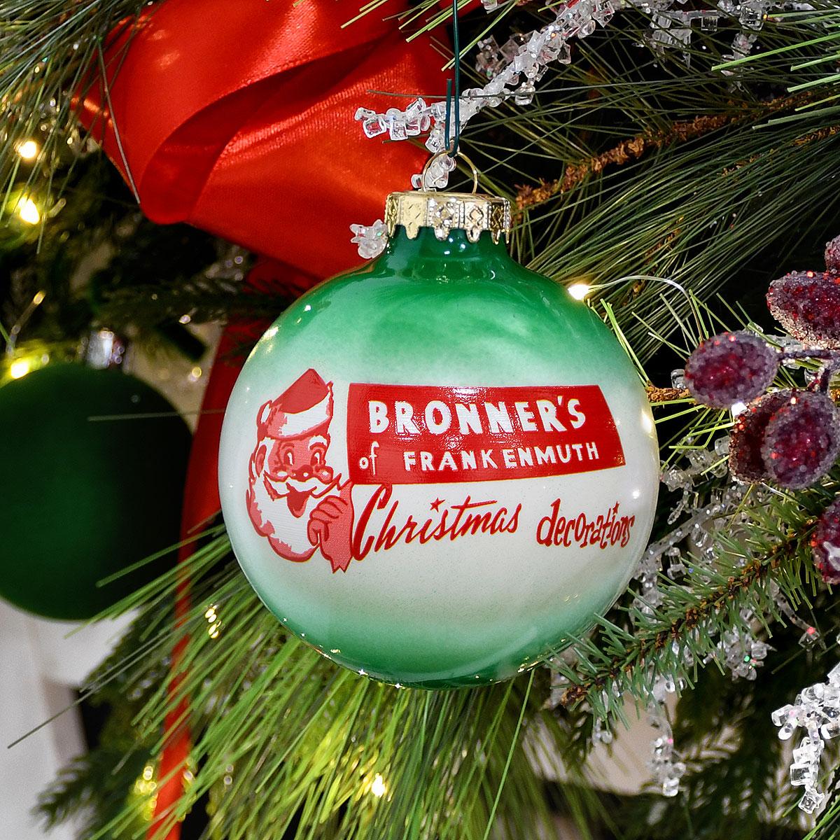 Bronner's 1950s Retro Santa Ad Glass Ornament