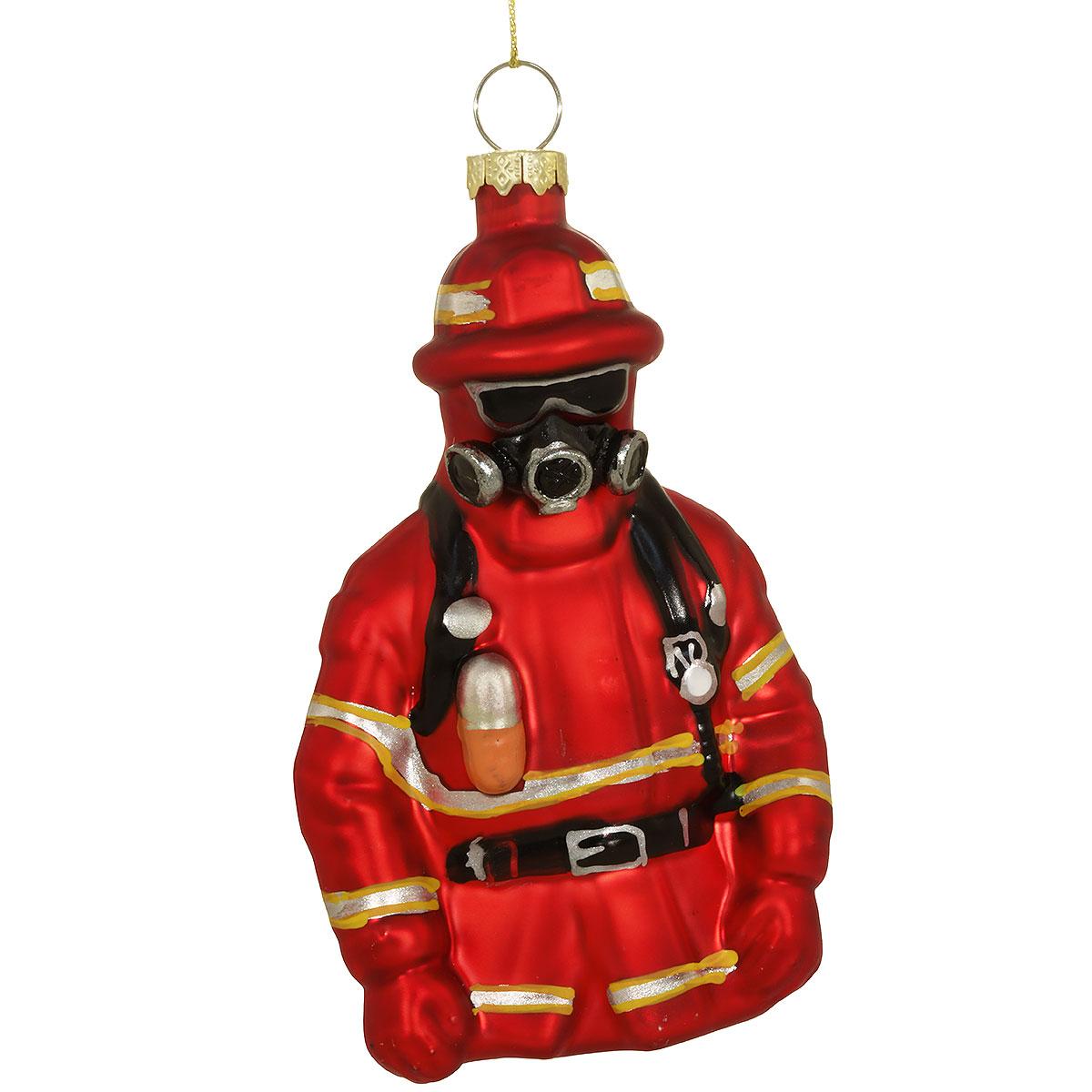 Firefighter Suit Glass Ornament
