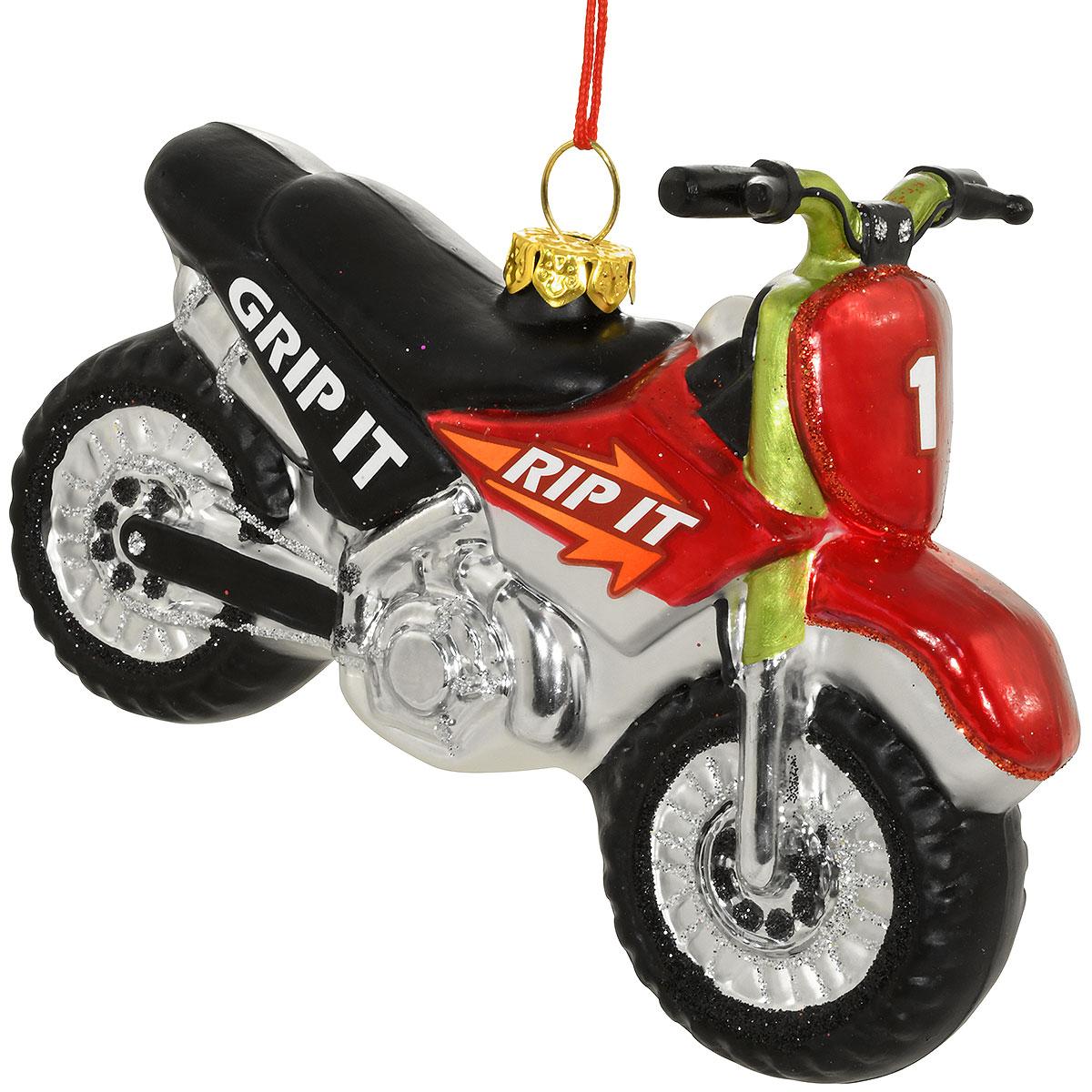 Dirt Bike Glass Ornament