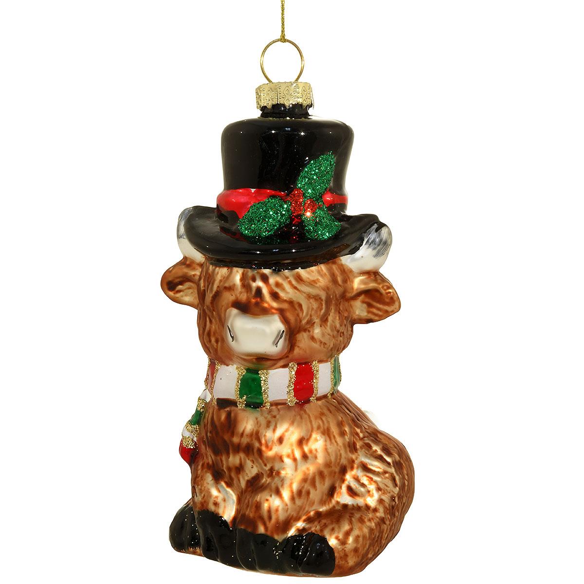 Highland Cow With Hat Ornament