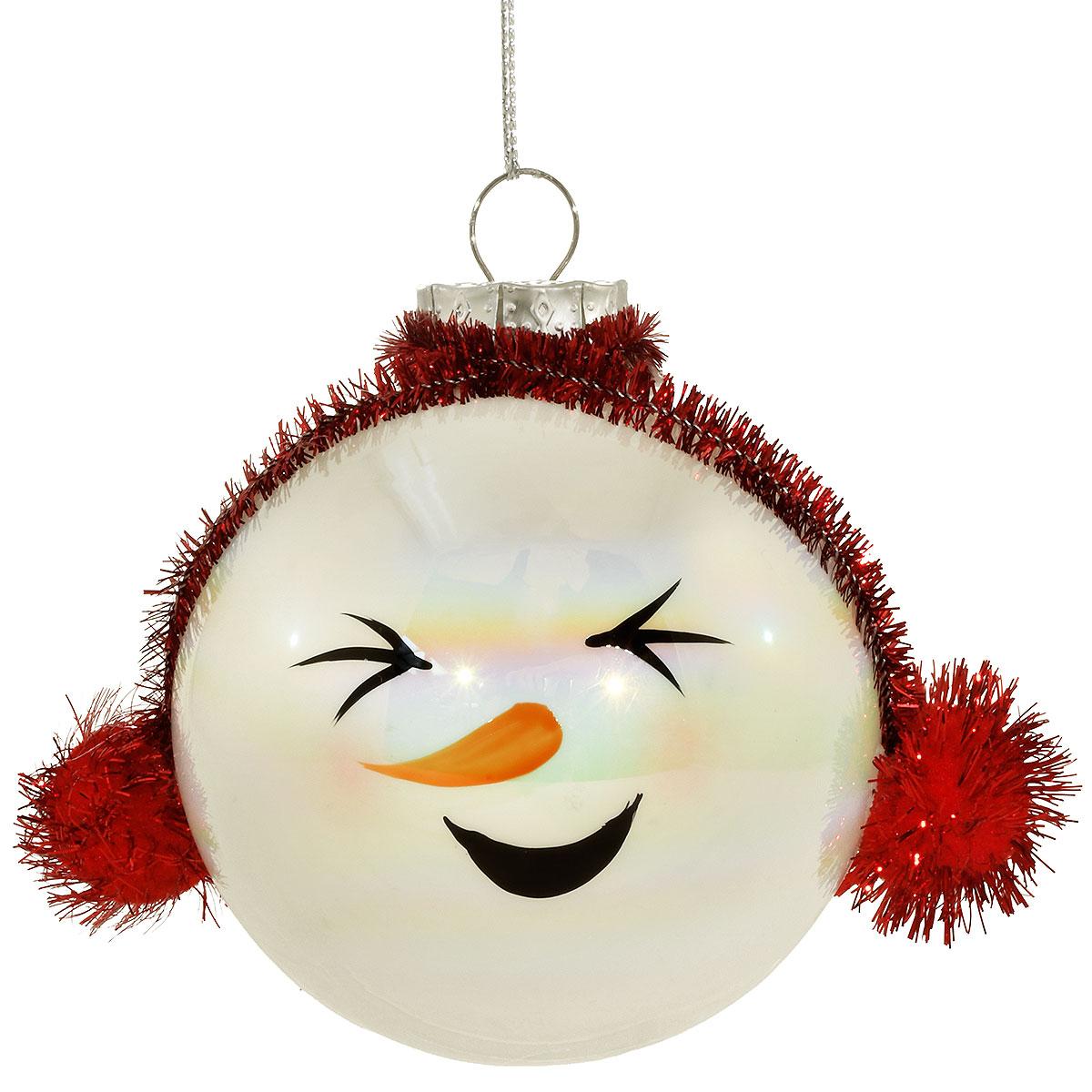 Snowman Head Glass Ornament