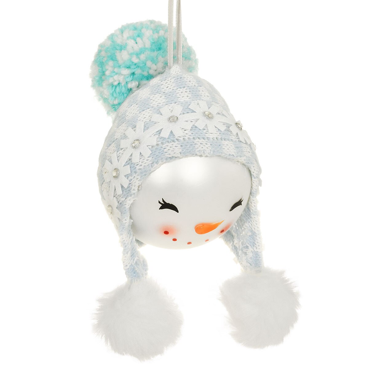 Kitsch Snowman Head With Blue Knit