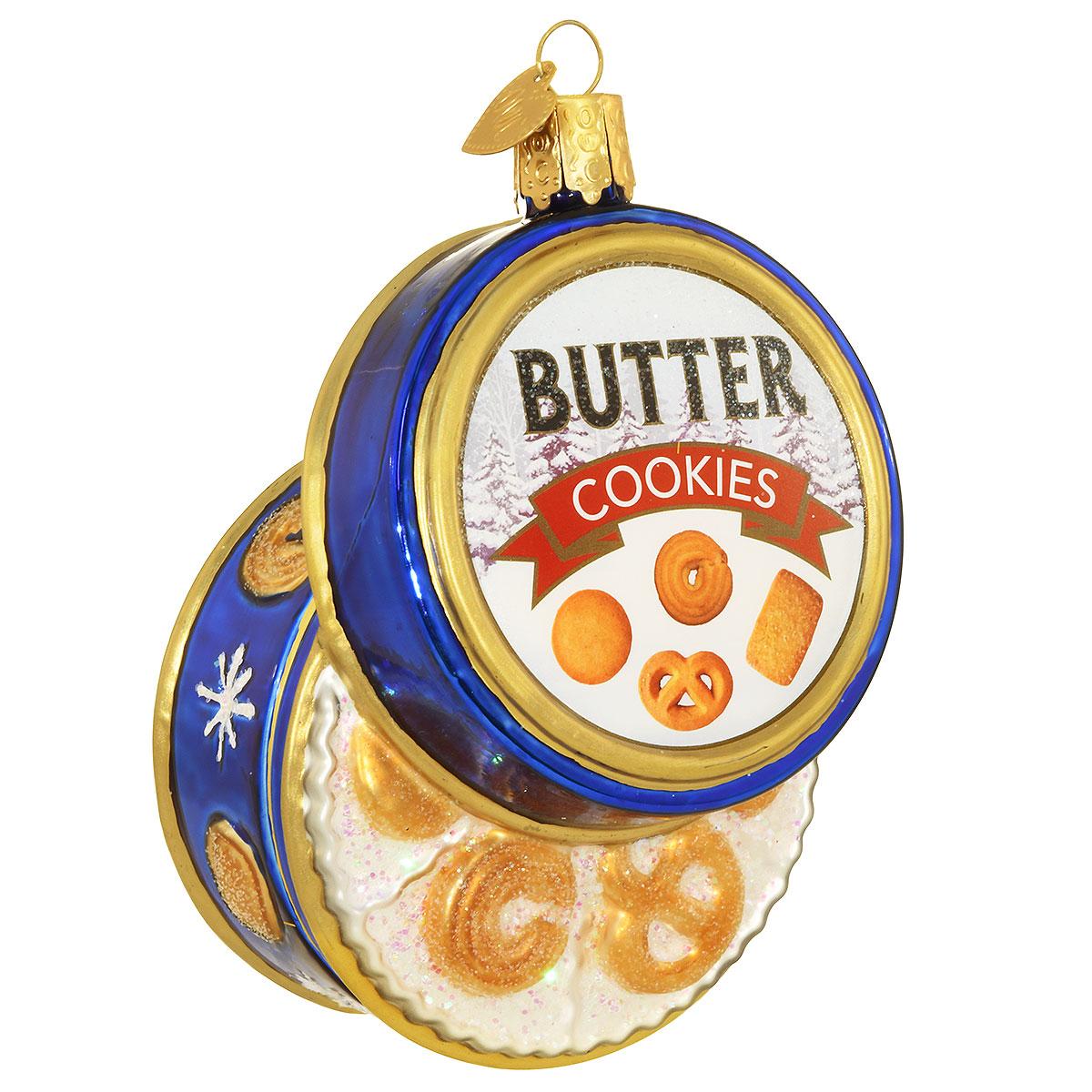 Butter Cookies Tin Glass Ornament