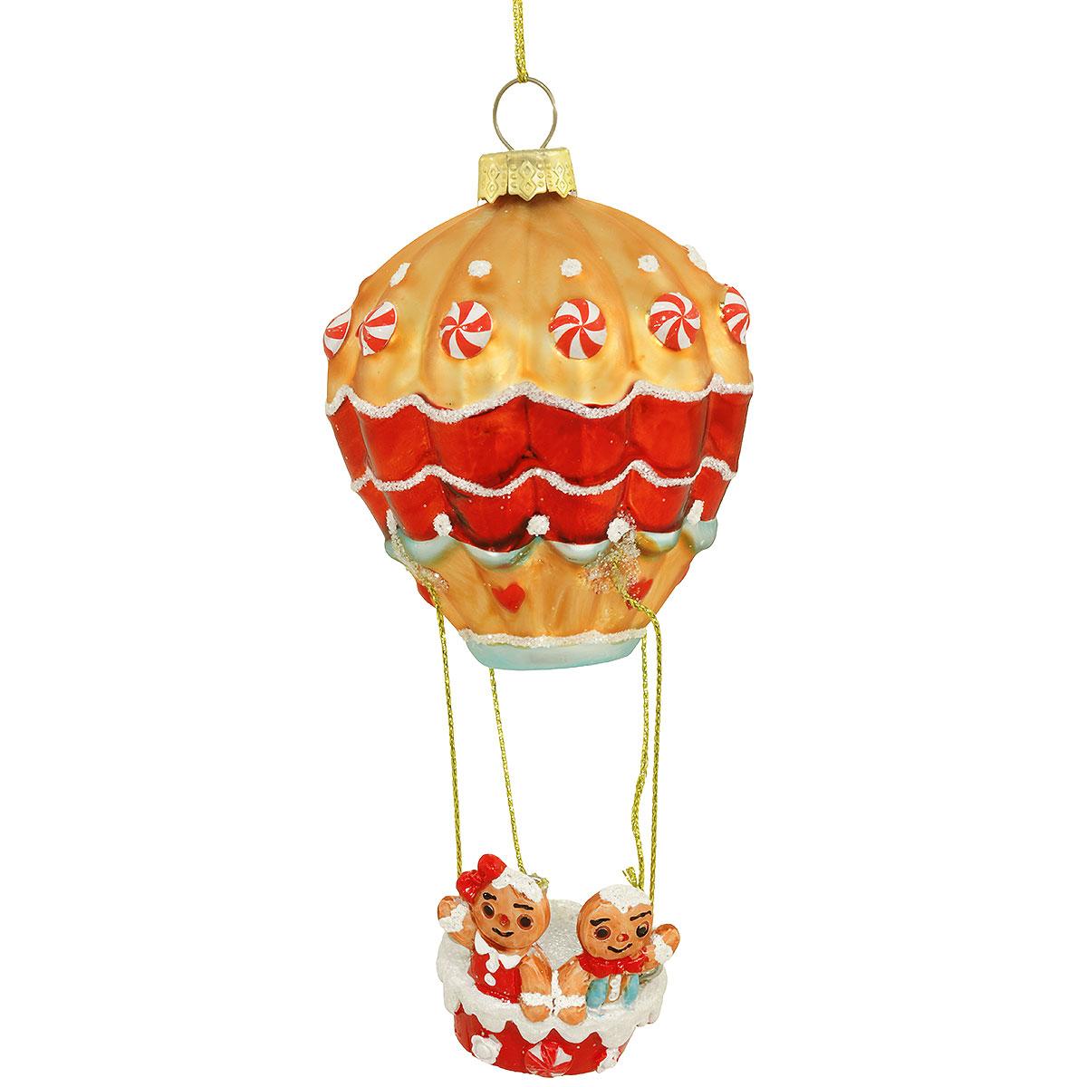 Hot-Air Gingerbread Balloon Glass Ornament
