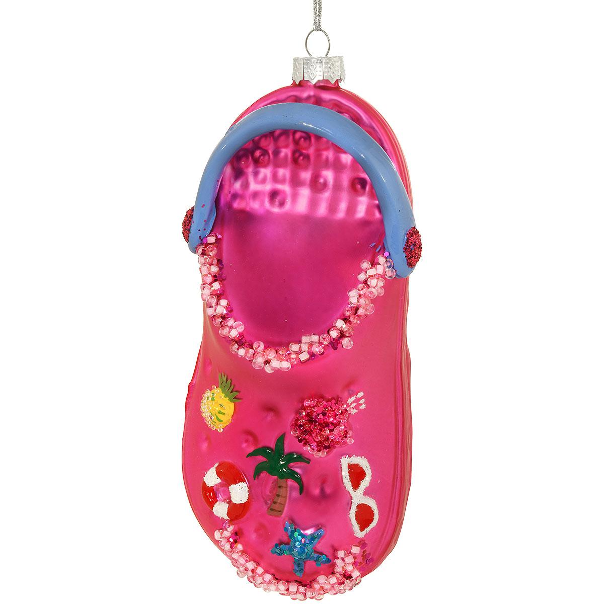 Pink Slip On Shoe Glass Ornament
