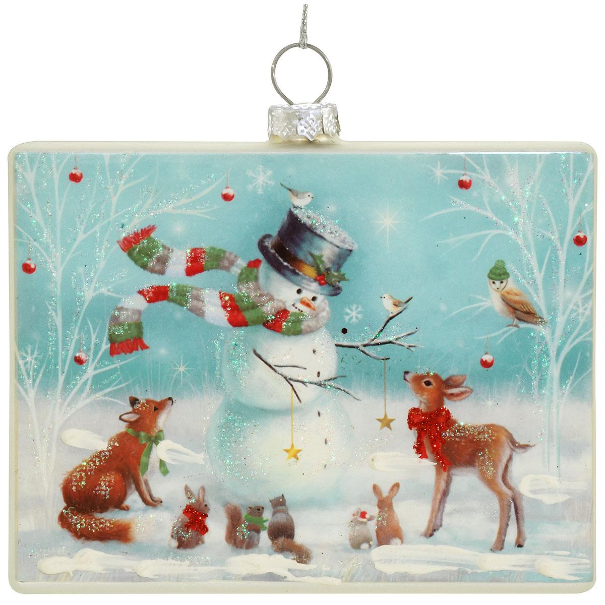 Woodland Christmas Party Glass Orn
