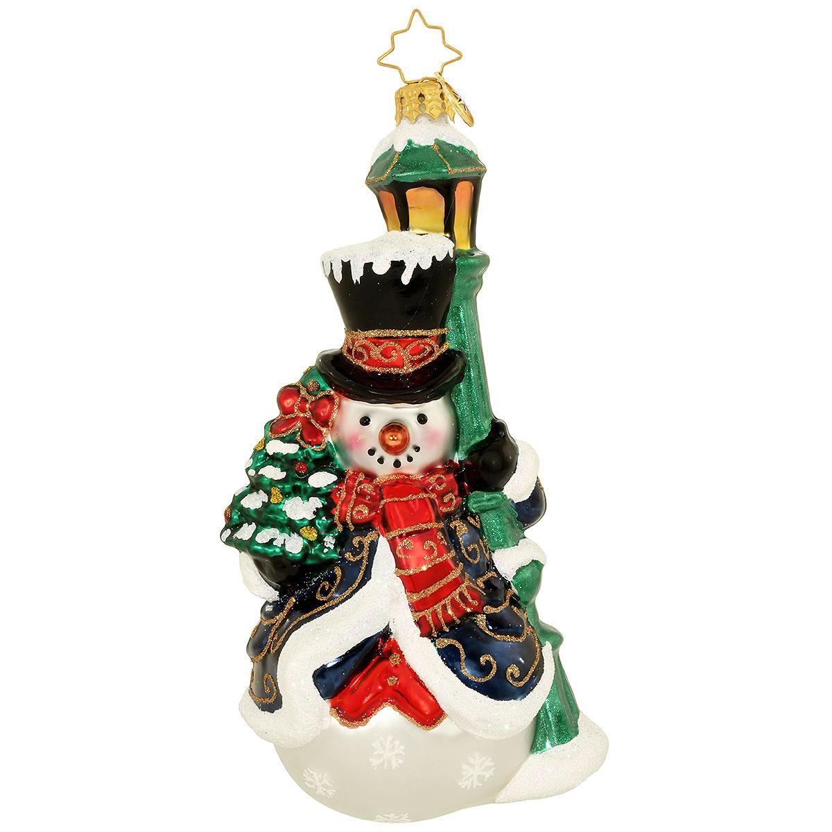 The Holiday Gentleman Christopher Radko Glass Snowman Ornament